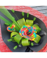 18 Exclusive Rainbow Flax Paper Rose Bouquet