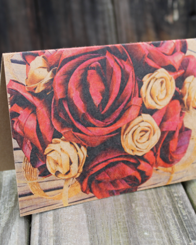 Red Flax Rose Greeting Card